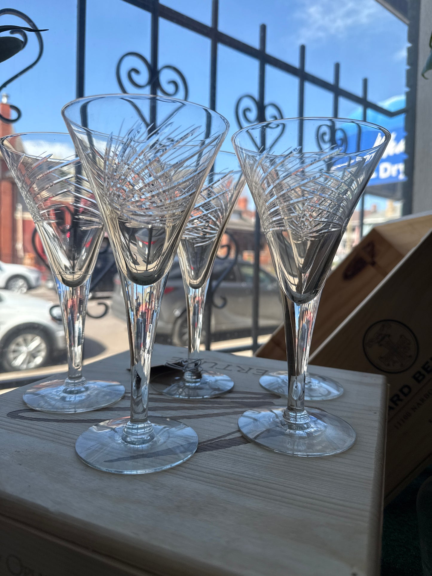 Vintage Comet Wine Flutes, Set of 5