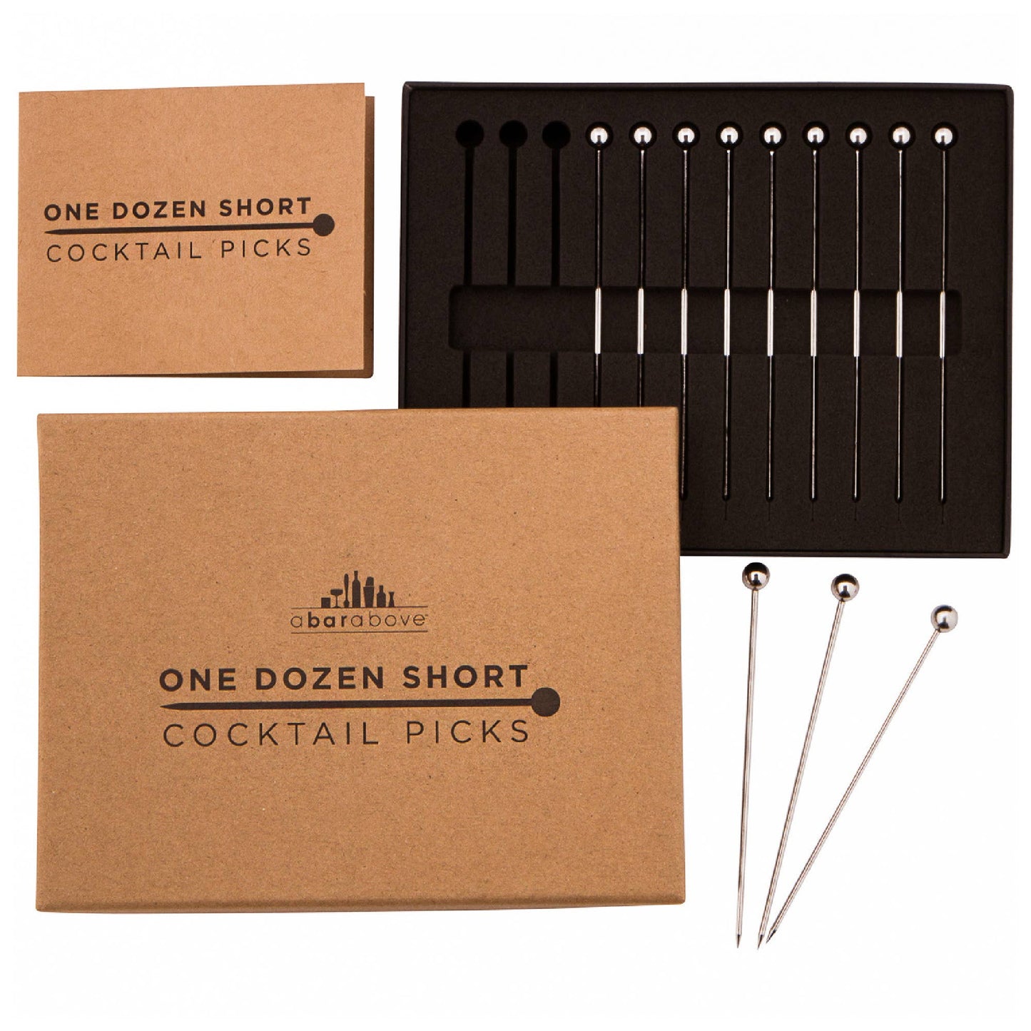 A Bar Above Cocktail Picks for Garnishes, Stainless (12 Piece, Short)