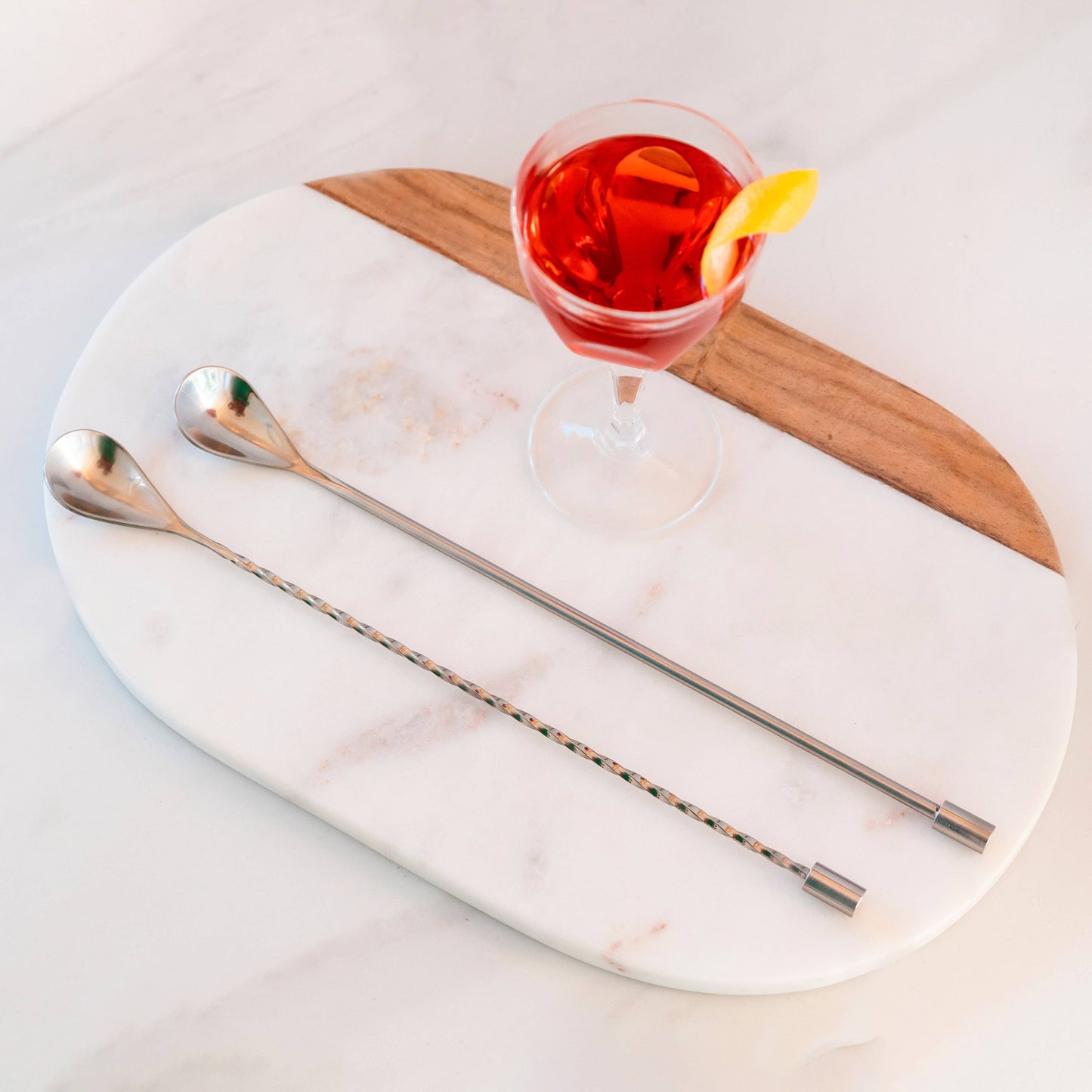 Bar Spoons (Combo Set of 2, 1 Spiral & 1 Smooth), Stainless