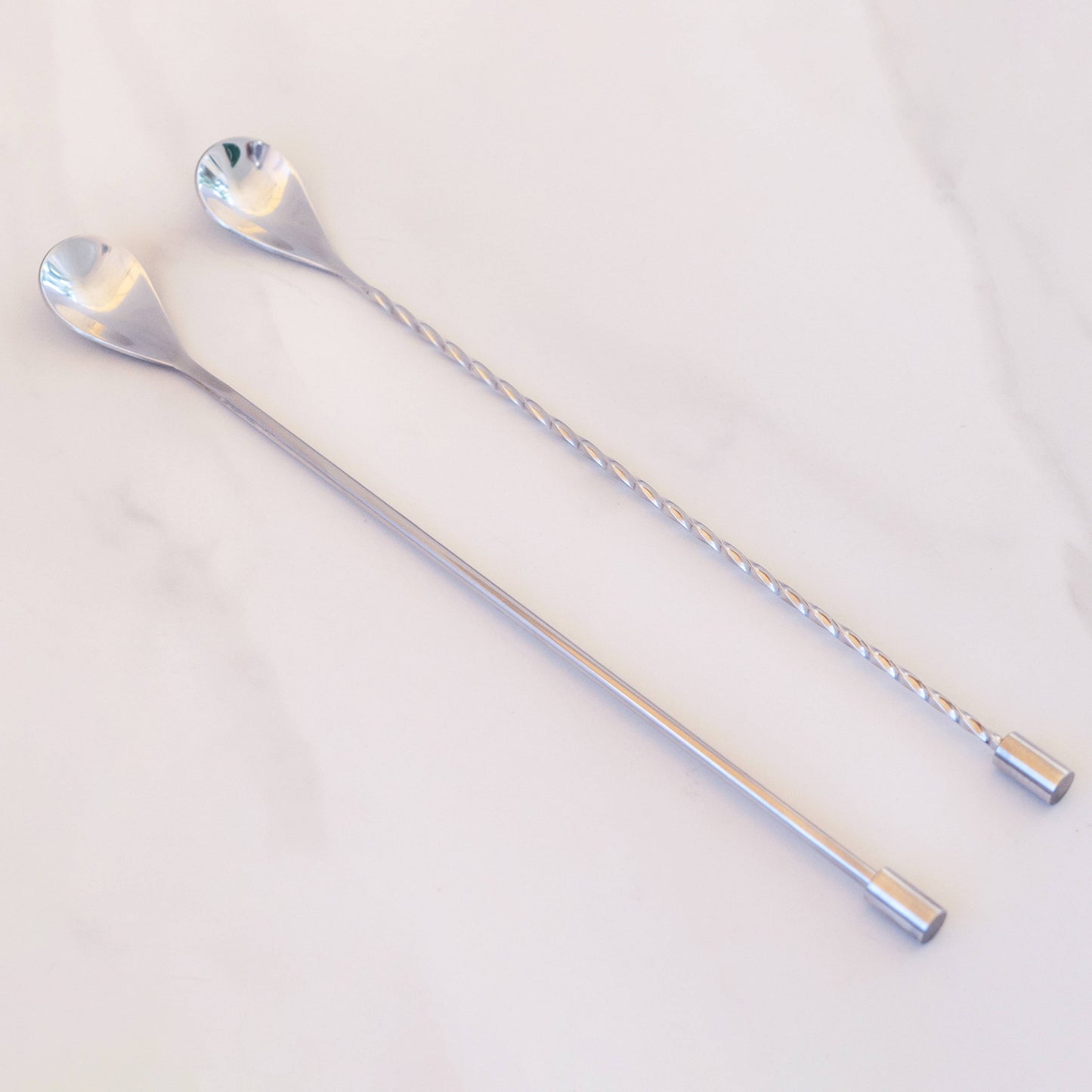 Bar Spoons (Combo Set of 2, 1 Spiral & 1 Smooth), Stainless