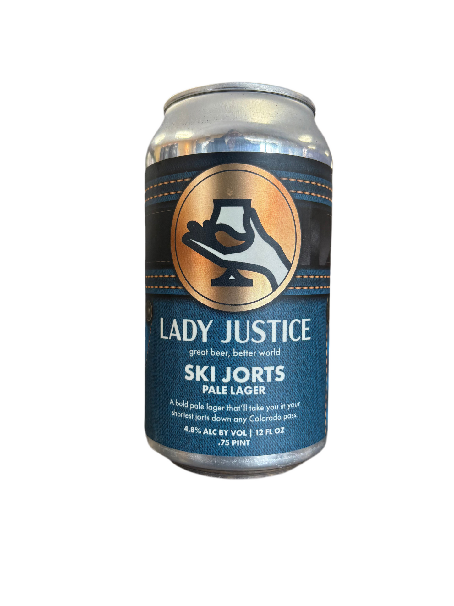 Lady Justice Brewing 'Ski Jorts' Pale Lager Beer, Colorado, USA