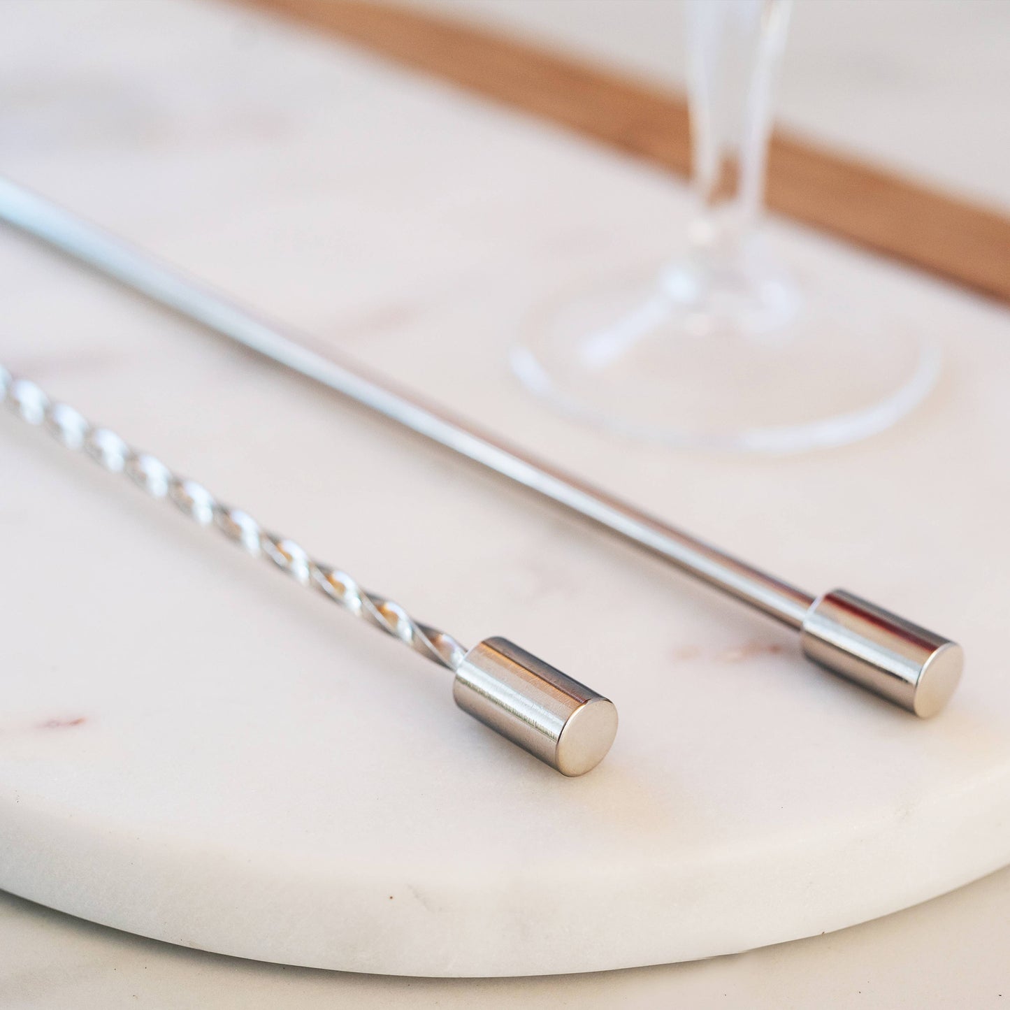 Bar Spoons (Combo Set of 2, 1 Spiral & 1 Smooth), Stainless