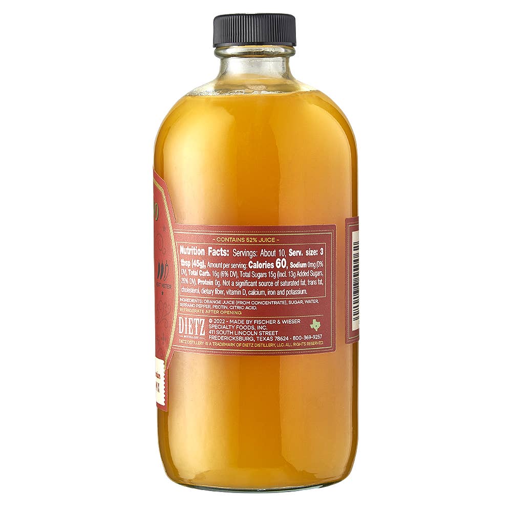 Dietz Distillery Orange Serrano Cocktail Mix, Texas