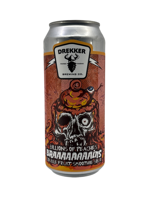 Drekker Brewing 'Braaaaaaaains' Billions of Peaches Fruit Smoothie Sour Beer, North Dakota, USA