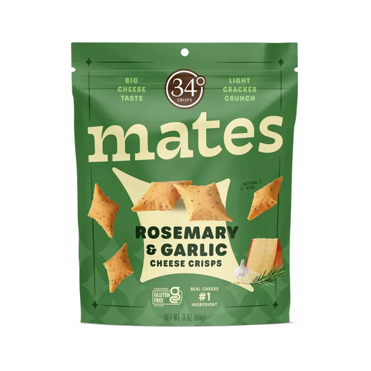 34 Degree 'Mates' Rosemary Garlic Gluten Free Cheese Crisps, Colorado