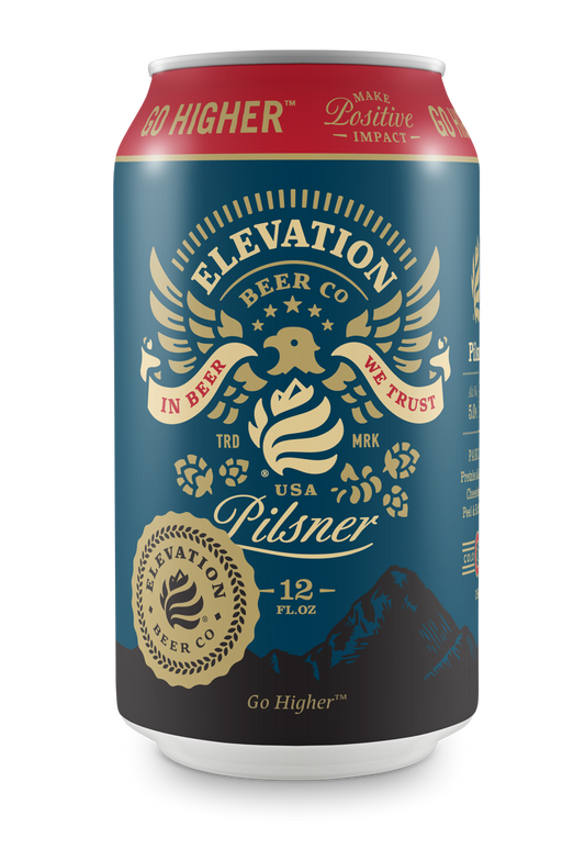 Elevation Beer Co Pilsner Beer, Colorado, USA